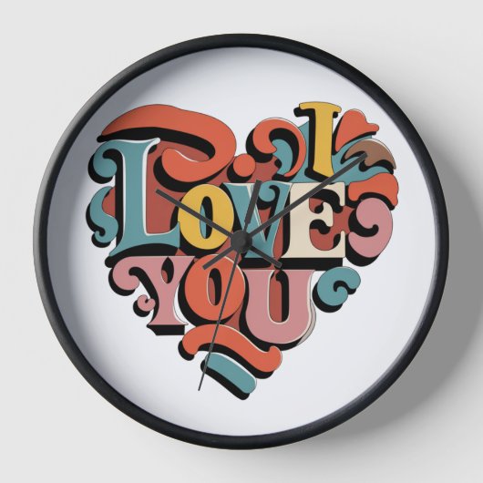 Liebstes Herz Retro Psychedelia Uhr (Vorderseite)