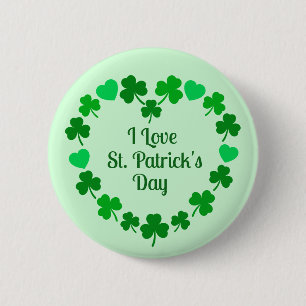 Liebstes St. Patrick's Day Shamrock und Herz Kranz Button