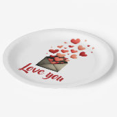 Liebstes-Valentinstags-Briefumschlag-Design Pappteller (Schrägansicht)