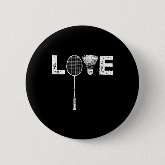 Liebt Badminton-Schläger Federball Liebhaber Button (Vorderseite)