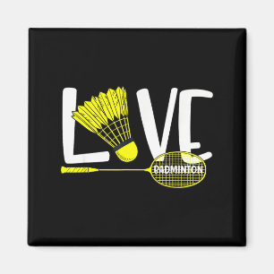 Liebt Badminton Süßer Schläger und Federball Sport Magnet
