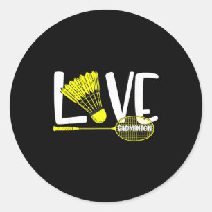 Liebt Badminton Süßer Schläger und Federball Sport Runder Aufkleber
