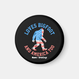 Liebt Bigfoot und Amerika zu sehr Patriotischer Am Magnet