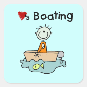 Liebt Bootfahren Quadratischer Aufkleber