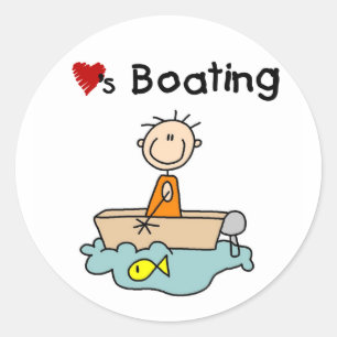 Liebt Bootfahren Runder Aufkleber