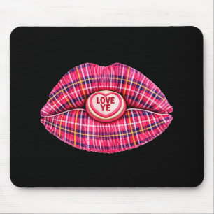 Liebt den schottischen Tartan-Kuss-Lippen-Schottla Mousepad