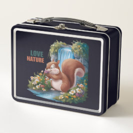 Liebt die Natur Lustiges Eichhörnchen Metall Brotdose