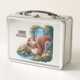 Liebt die Natur Lustiges Eichhörnchen Metall Brotdose
