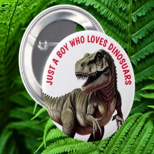 Liebt Dinosaurier Junge Button