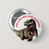 Liebt Dinosaurier Junge Button (Vorne & Hinten)