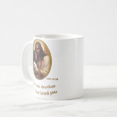 Liebt einander Bibelvers Kaffeetasse (Vorderseite Links)