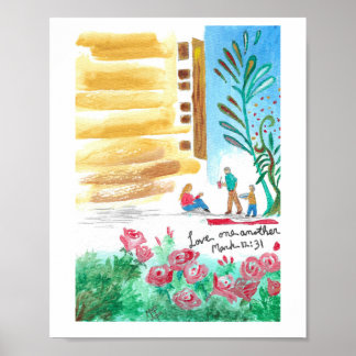 Liebt einander Christliches Mixed-Media-Kunstposte Poster