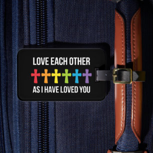 Liebt einander Gay Pride LGBTQ Regenbogen Christli Gepäckanhänger