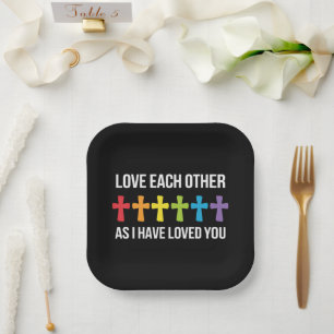 Liebt einander Gay Pride LGBTQ Regenbogen christli Pappteller