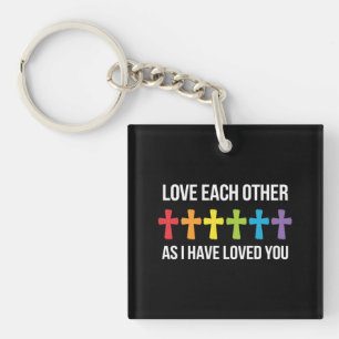 Liebt einander Gay Pride LGBTQ Regenbogen christli Schlüsselanhänger