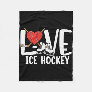 Liebt Eishockey Süße Schlittschuhe Schläger Und Pu Fleecedecke