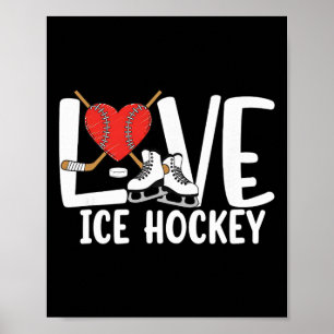 Liebt Eishockey Süße Schlittschuhe Schläger Und Pu Poster