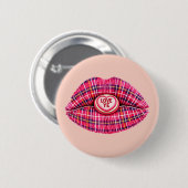 Liebt euch, schottischer Tartan-Kuss Lippen Schott Button (Vorne & Hinten)
