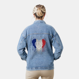 Liebt Frankreich Flagge Jeansjacke