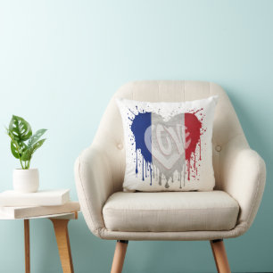 Liebt Frankreich Flagge Kissen