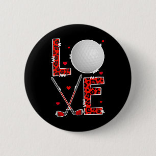 Liebt Golf Spieler Team Valentinstag Kostüm Leopar Button