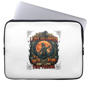 Liebt Halloween Skelett Vogelscheuche Vollmond Kür Laptopschutzhülle