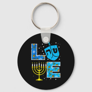 Liebt Hanukkah Dreidel Menora Jüdische Chanukka Mä Schlüsselanhänger