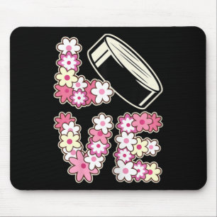 Liebt Hockey Groovy Hippie 60er 70er Teenager Mädc Mousepad