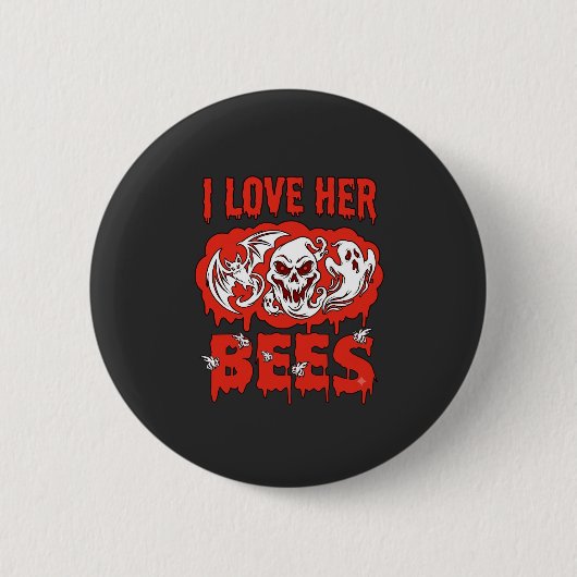Liebt ihre Bienen Schädel Geist Fledermaus Blut Tr Button (Vorderseite)