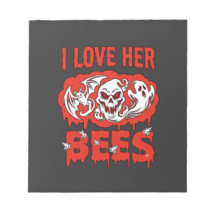 Liebt ihre Bienen Schädel Geist Fledermaus Blut Tr Notizblock