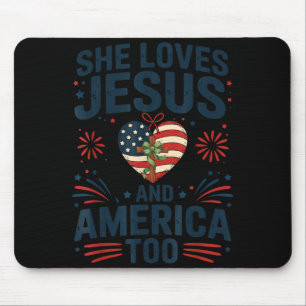 Liebt Jesus und Amerika auch amerikanische Flagge Mousepad
