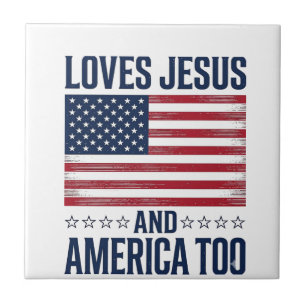 Liebt Jesus und Amerika auch zu patriotisch christ Fliese