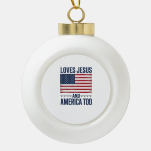 Liebt Jesus und Amerika auch zu patriotisch christ Keramik Kugel-Ornament