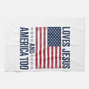 Liebt Jesus und Amerika zu patriotisch christlich Geschirrtuch