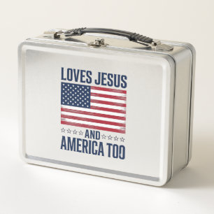 Liebt Jesus und Amerika zu patriotisch christliche Metall Brotdose