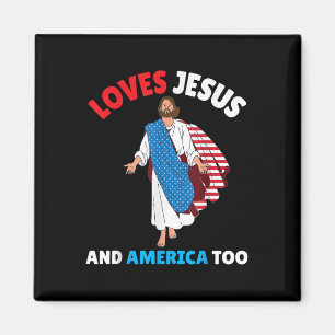 Liebt Jesus und Amerika zu sehr 4. Juli Tag Chri Magnet