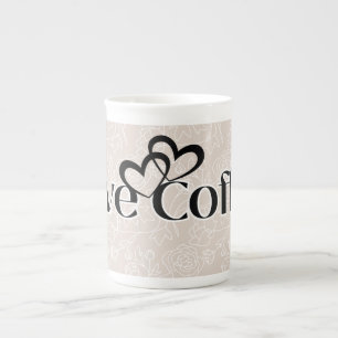 'Liebt Kaffee' Elegante Bone-China-Tasse Porzellantasse