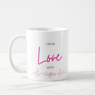 Liebt Kaffee Herzschlag Linie Lustiger Tasse Gesch