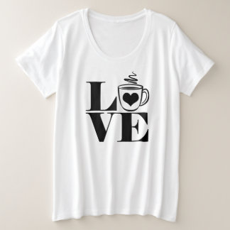 Liebt Kaffee Tasse Herz Kaffeeliebhaber Große Größe T-Shirt