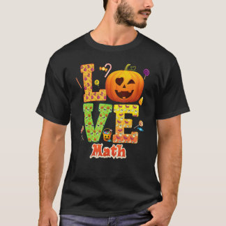 Liebt Mathelehrer Kürbis Halloween Süßigkeiten T-Shirt