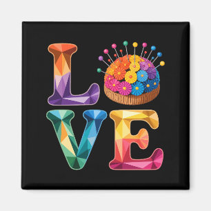 Liebt Nähen Quilten N Kissen Regenbogen Handwerker Magnet