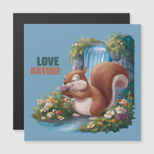 Liebt Natur Lustige Eichhörnchen Magnetkarte