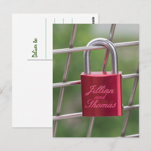 Liebt Padlock-Spezialtext Postkarte (Vorne/Hinten)