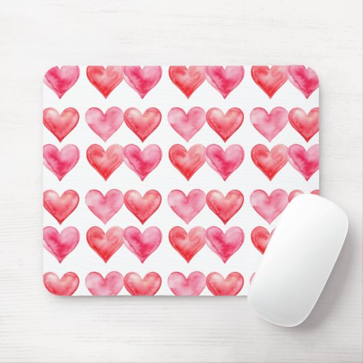 Liebt rosa und rote Wasserfarben-Herzen-Muster Mousepad (Mit Mouse)