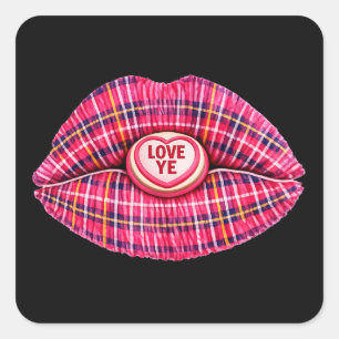 Liebt schottischen Schottenkiss schottland pink Quadratischer Aufkleber