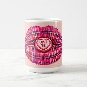 Liebt schottischen Tartan-Kuss-Lippen Schottland r Kaffeetasse