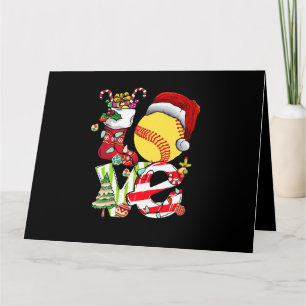 Liebt Softball Weihnachten Santa Hut Teenager Mädc Karte