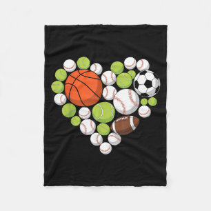 Liebt Sport Baseball Football Sportfan Herz Fleecedecke