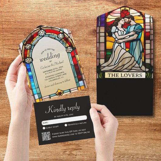 Liebt Tarot Festglass Stil Europäische Hochzeit All In One Einladung