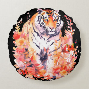 Liebt Tiger, schaut nicht weiter Rundes Kissen